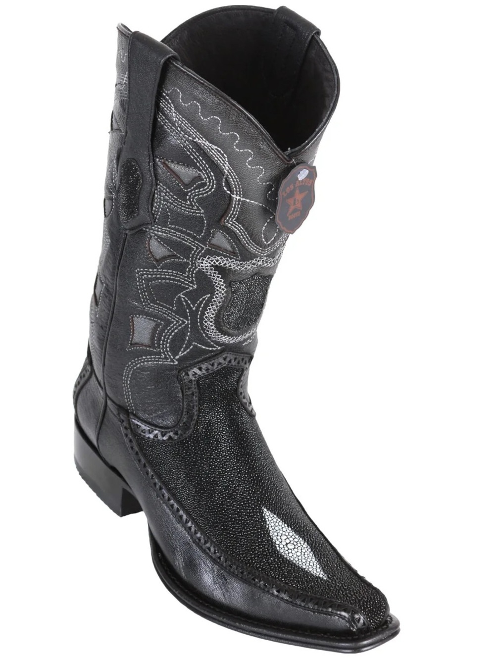 Los Altos Men’s Stingray Single-Stone Black Boots — Never Worn — Exotic Leather